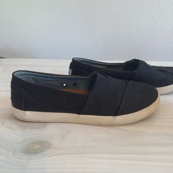 Toms Avalon Linen Black Slip on Size 6.5 - Picture 3 of 6